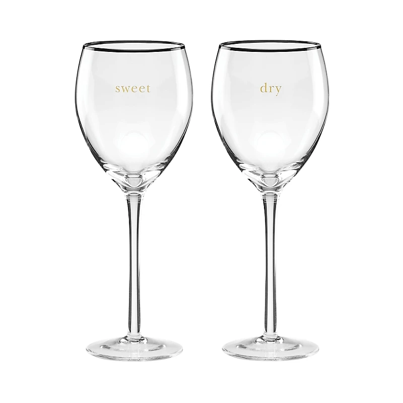 kate spade new york Cheers To Us Sweet and Dry Wine Glasses, Set of 2