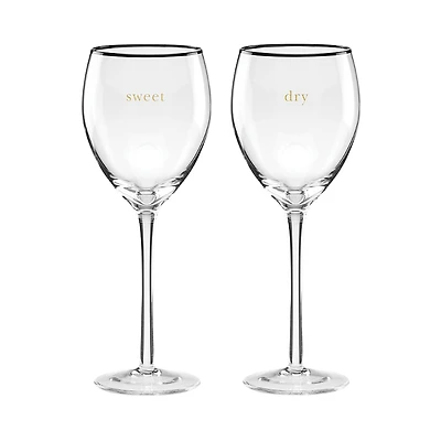kate spade new york Cheers To Us Sweet and Dry Wine Glasses, Set of 2