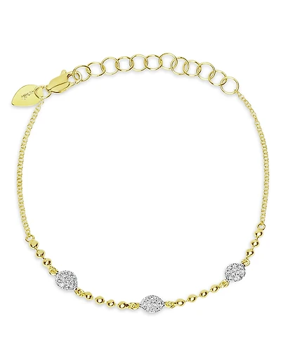 Meira T 14K White & Yellow Gold Diamond Mini Cluster Beaded Bracelet