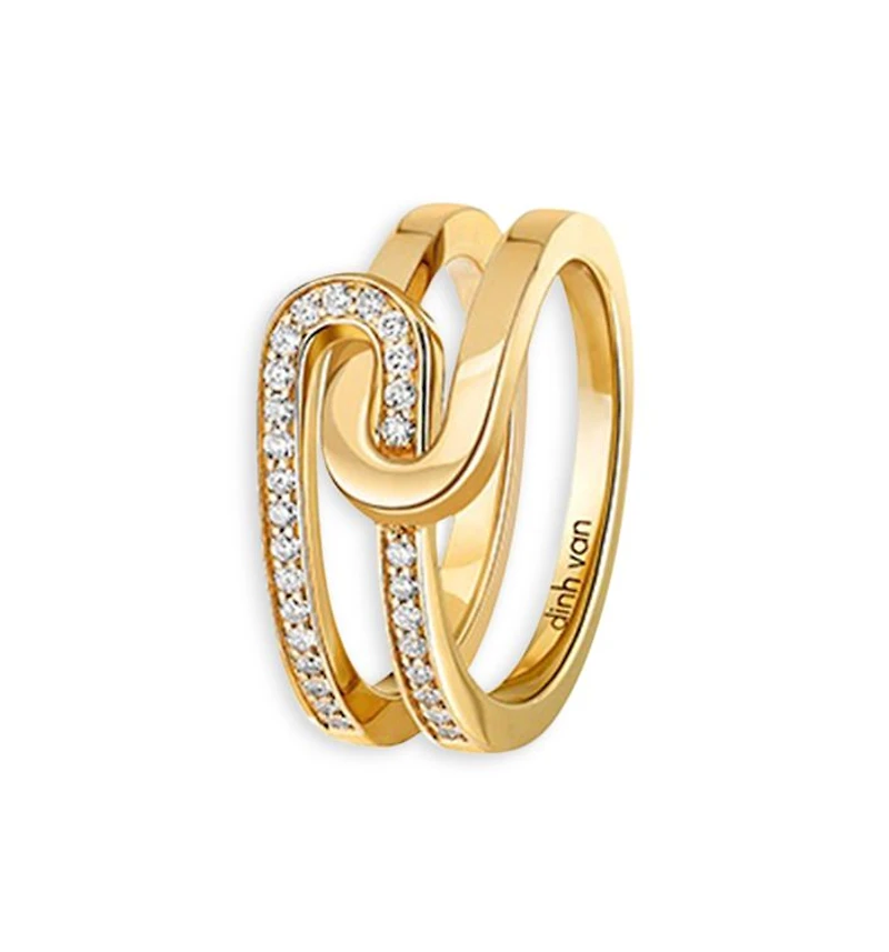 18K Yellow Gold Maillon Diamond Interlocking Ring