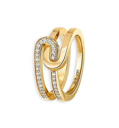 18K Yellow Gold Maillon Diamond Interlocking Ring