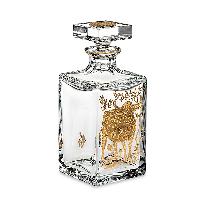 Vista Alegre Golden Whisky Decanter with Gold Ox