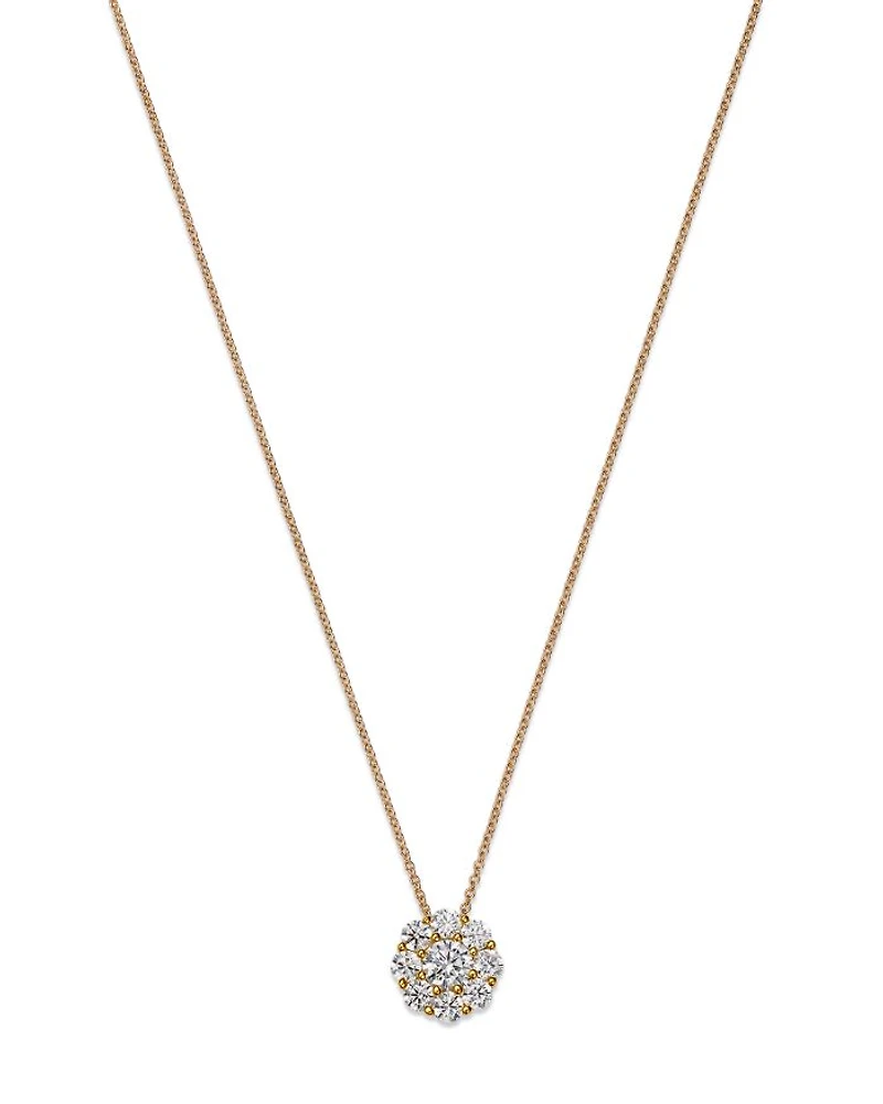 Diamond Flower Cluster Pendant Necklace in 14K Yellow Gold, 0.50 tcw