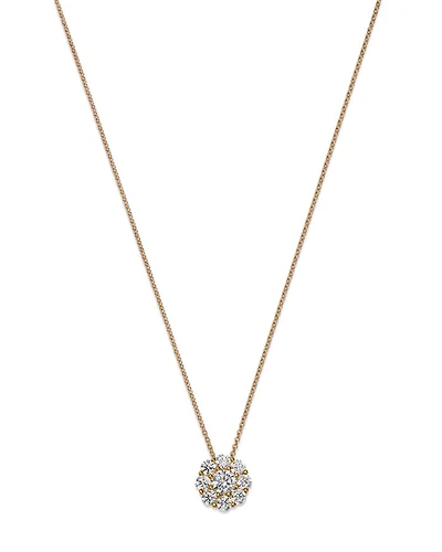 Diamond Flower Cluster Pendant Necklace in 14K Yellow Gold, 0.50 tcw