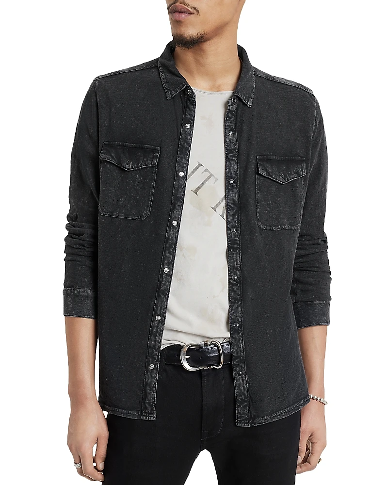 John Varvatos Arvon Cotton Textured Knit Button Down Western Shirt