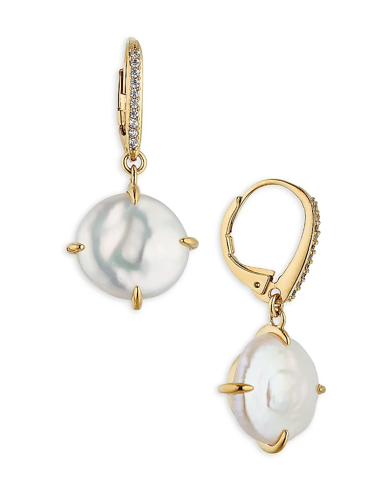 Nadri Dot Dot Dot Cultured Freshwater Coin Pearl Drop Earrings