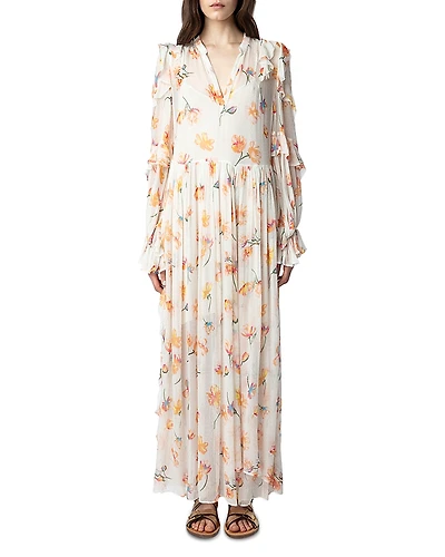 Zadig & Voltaire Riciny Mousseline Ruffled Floral Maxi Dress