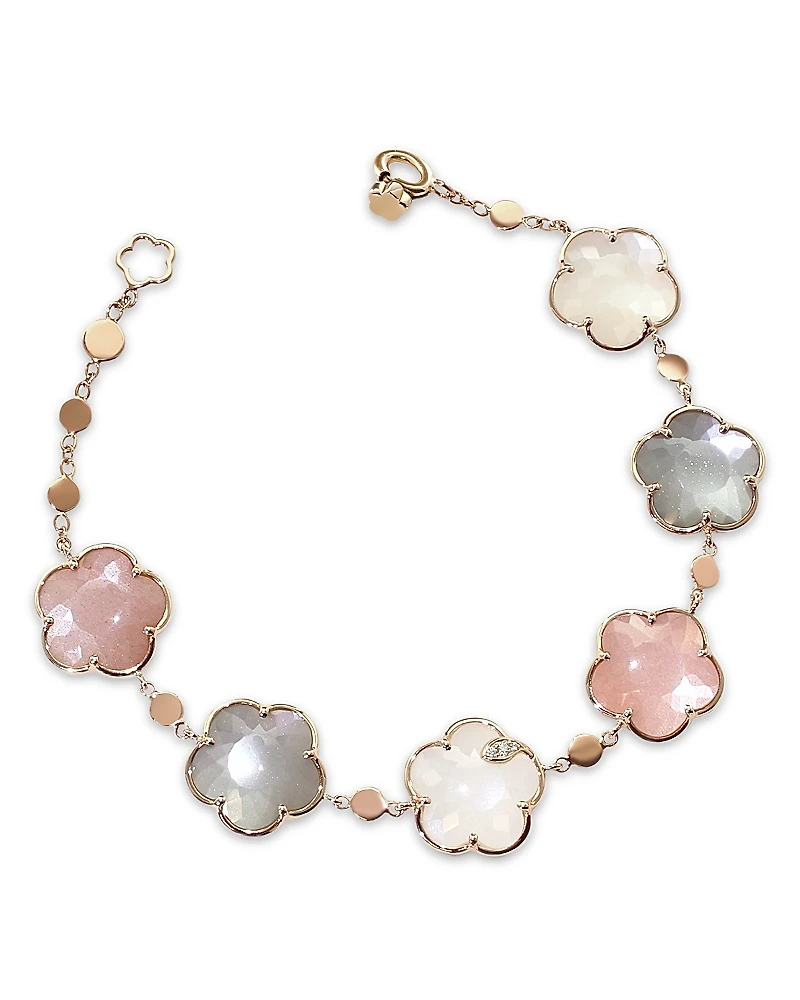Pasquale Bruni 18K Rose Gold Bouquet Lunaire Multicolor Moonstone & Diamond Flower Link Bracelet