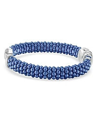 Sterling Silver Ceramic Caviar & Diamond Circle Bracelet