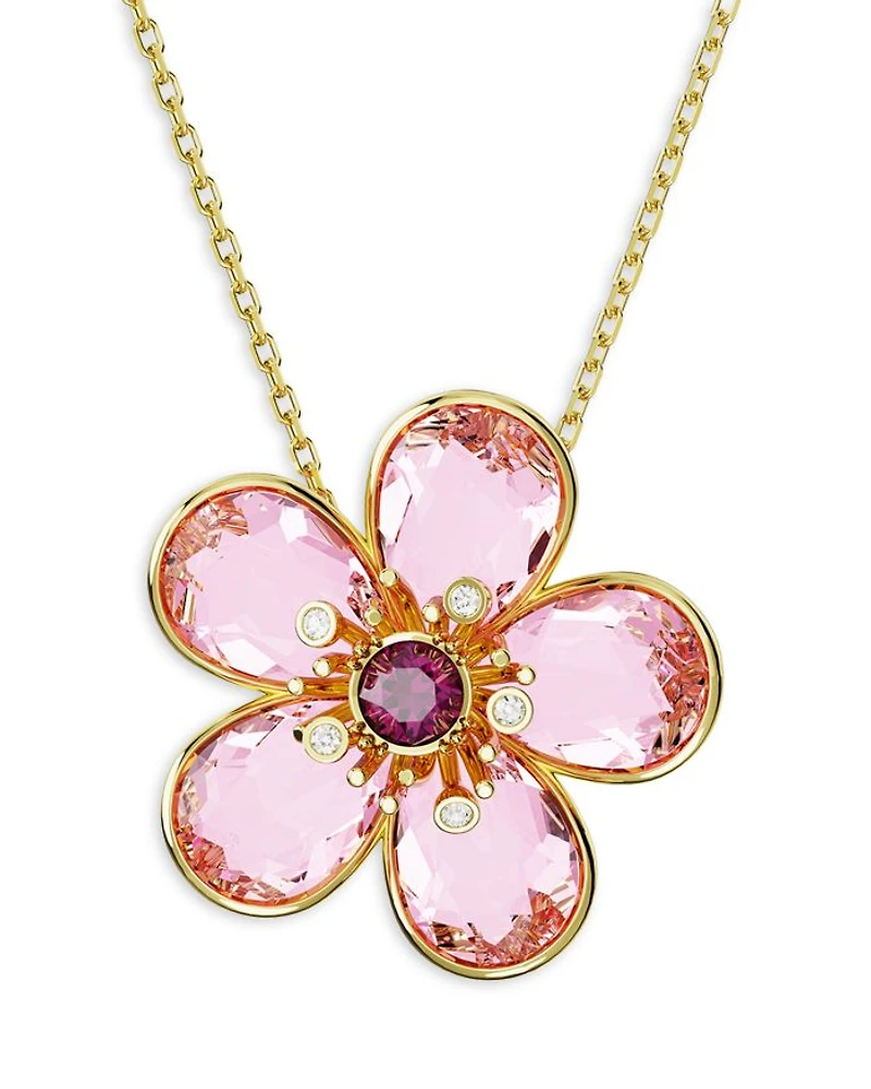 Idyllia Flower Crystal Pendant Necklace, 15-17"