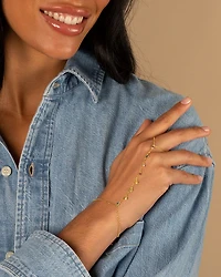 Bezel Shaker Hand Chain Bracelet in 14K Gold Plated Sterling Silver