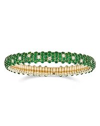 18K Yellow Gold Stretch Tsavorite & Diamond Bracelet
