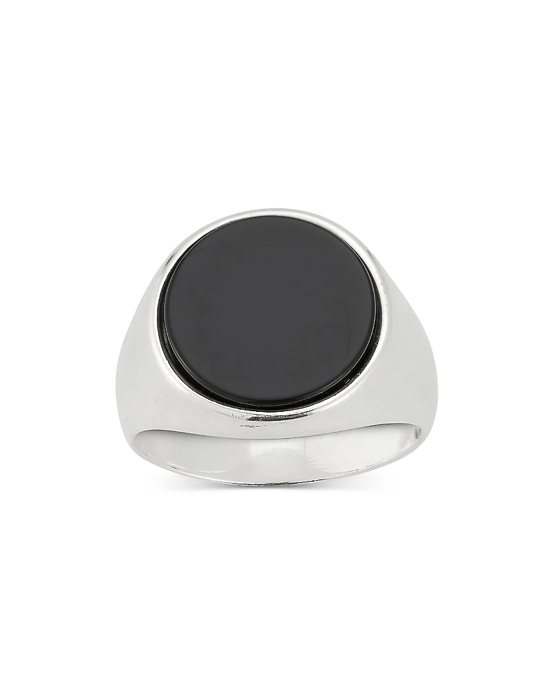 Milanesi And Co Men's Sterling Silver Onyx Oval Signet Ring