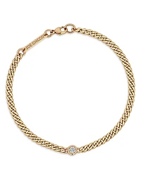 Zoe Chicco 14K Yellow Gold Floating Diamond Small Curb Chain Bracelet