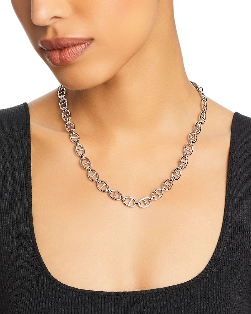 14K Gold Flat Mariner Link Necklace, 18"