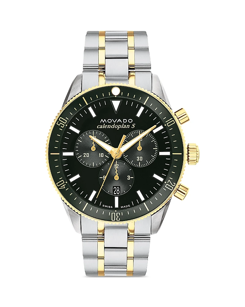 Movado Calendoplan S Two Tone Stainless Steel Chronograph, 42mm