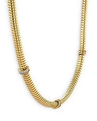 18K Yellow Gold Via Mercanti Diamond Three Station Tubogas Collar Necklace, 17"