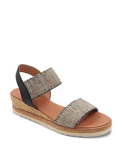 Andre Assous Women's Neveah Mid Heel Espadrille Wedge Sandals