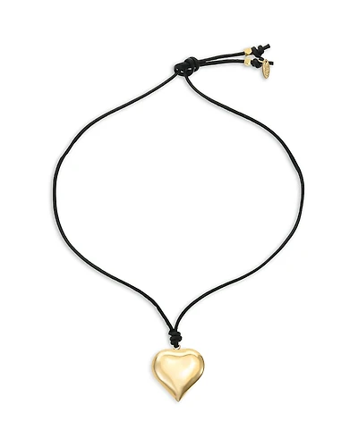 Ettika Heart Faux Leather Cord Pendant Necklace