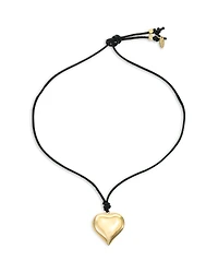 Ettika Heart Faux Leather Cord Pendant Necklace