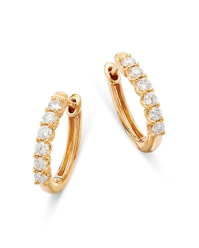 Diamond Small Hoop Earrings 14K Gold, 0.34 tcw
