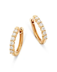 Diamond Small Hoop Earrings 14K Gold, 0.34 tcw