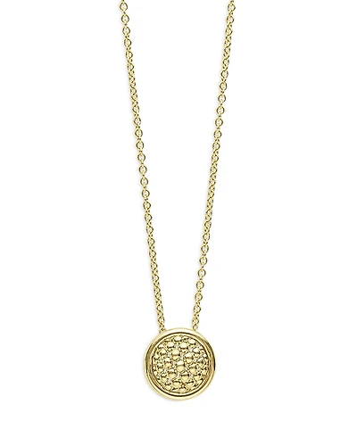 Lagos 18K Yellow Gold Meridian Caviar Bead Circle Pendant Necklace, 16-18