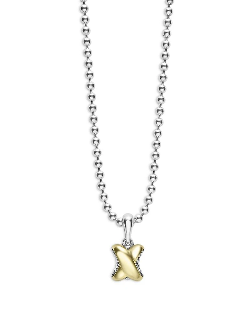 18K Yellow Gold & Sterling Silver Embrace X Pendant Necklace, 16-18"