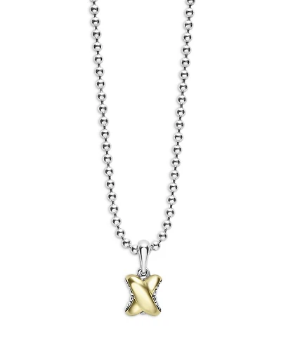 18K Yellow Gold & Sterling Silver Embrace X Pendant Necklace, 16-18"