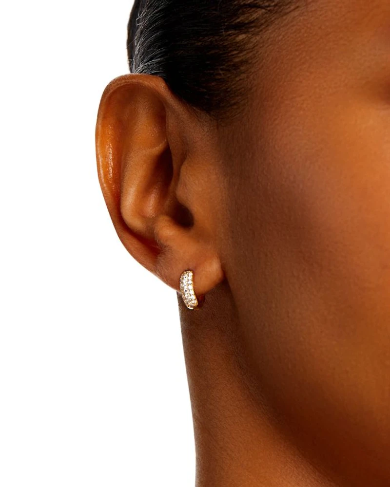 Diamond Mini Pavé Hoop Earring Collection 14K Gold, .35 tcw