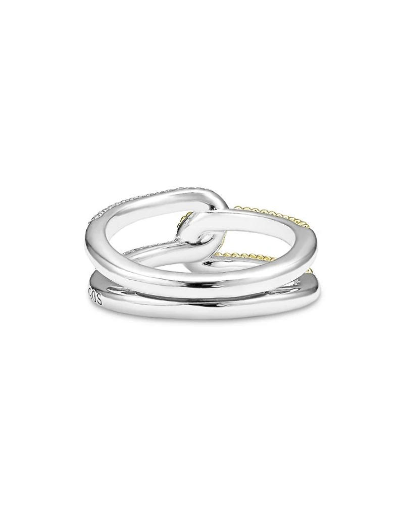 18K Yellow Gold & Sterling Silver Caviar Lux-Clip Diamond Statement Ring