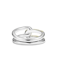 18K Yellow Gold & Sterling Silver Caviar Lux-Clip Diamond Statement Ring