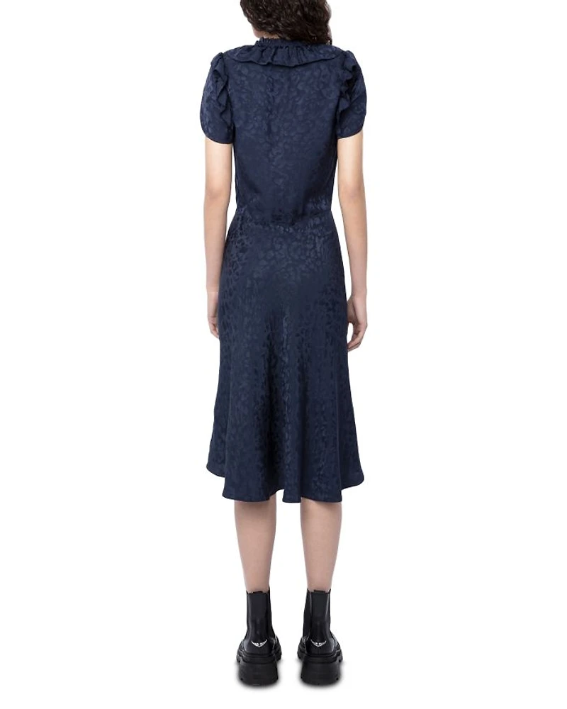 Roberty Jacquard Leopard Print Silk Dress