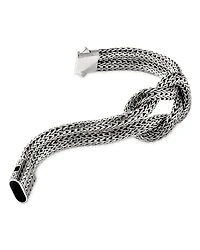 Sterling Silver Classic Chain Love Knot Woven Link Bracelet