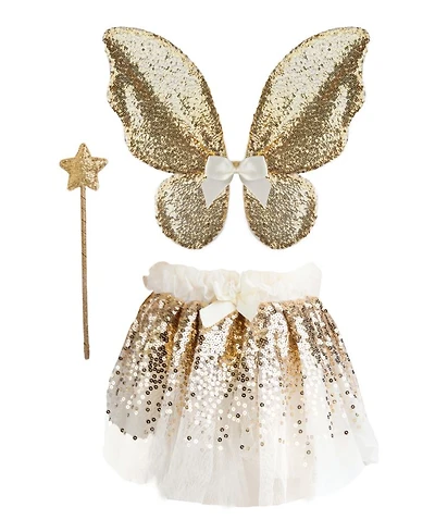 Gracious Gold-Tone Sequins Skirt, Wings, & Wand Costume - Ages 4-6