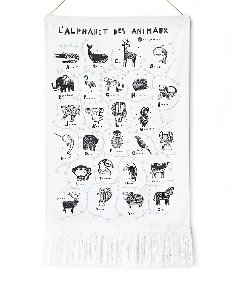 Wee Gallery Animal Alphabet Printed Tapestry - French Edition - All Ages