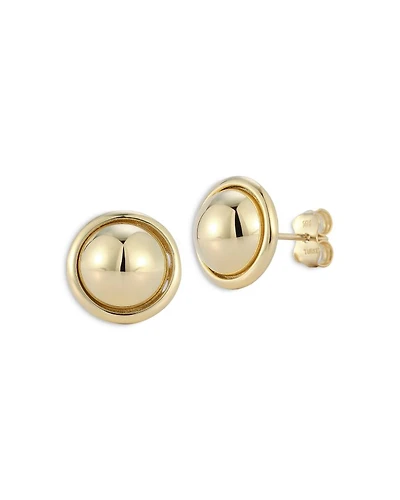 14K Yellow Gold Button Stud Earrings