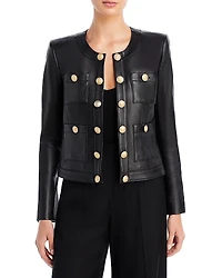 L'Agence Jayde Leather Open Front Jacket