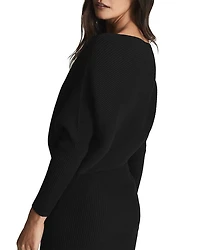 Lara Off-The-Shoulder Ribbed Midi Dress