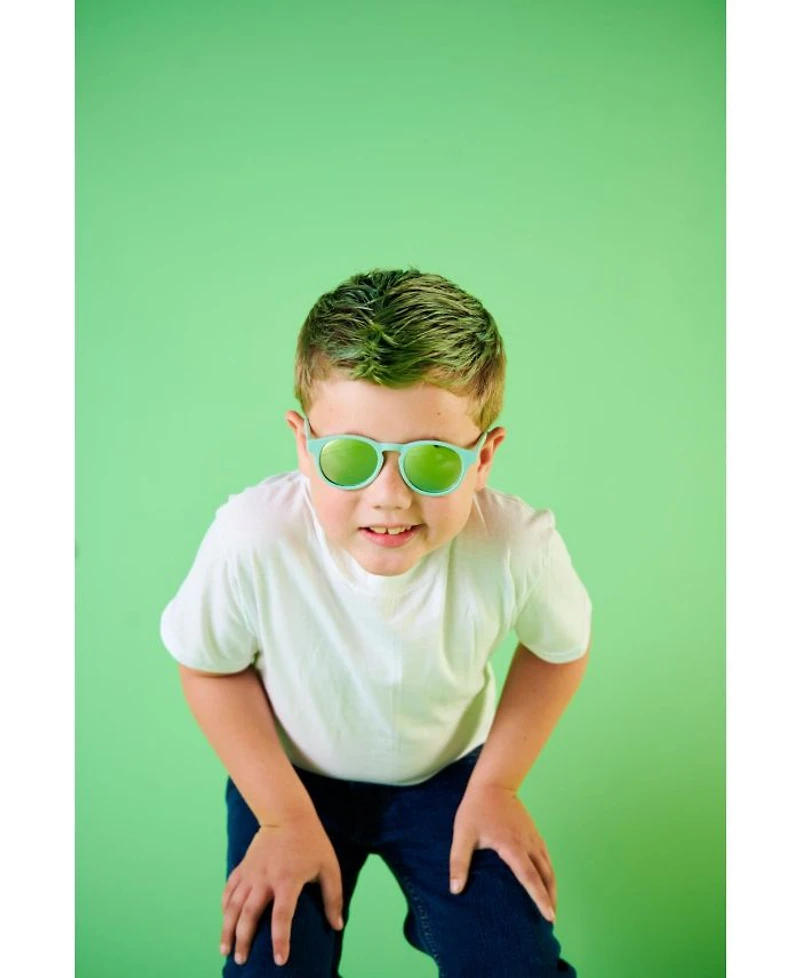 Seafoam Blue Keyhole Polarized Mirrored Lens Sunglasses