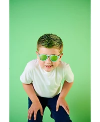 Seafoam Blue Keyhole Polarized Mirrored Lens Sunglasses