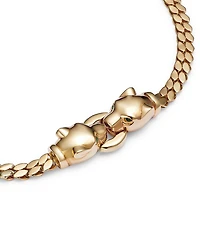 14K Yellow Gold Emerald Eye Panther Bracelet