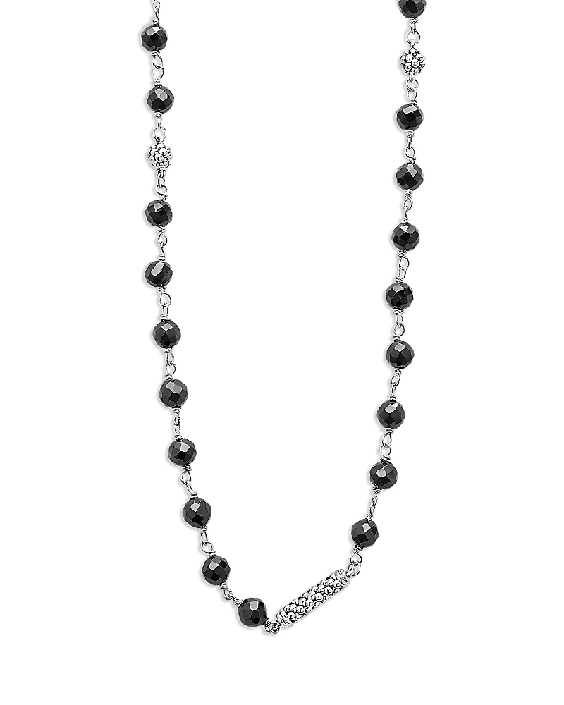 Lagos Sterling Silver Caviar Icon Ceramic Bead Link Long Strand Necklace, 34