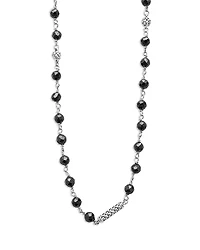 Lagos Sterling Silver Caviar Icon Ceramic Bead Link Long Strand Necklace, 34