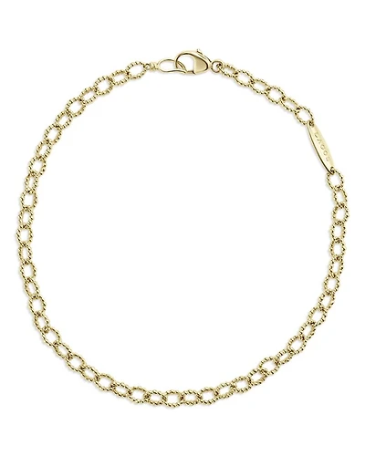18K Yellow Gold Signature Caviar Beaded Oval Link Bracelet