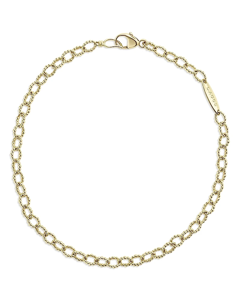 Lagos 18K Yellow Gold Signature Caviar Beaded Oval Link Bracelet