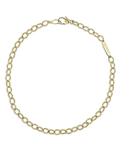 Lagos 18K Yellow Gold Signature Caviar Beaded Oval Link Bracelet
