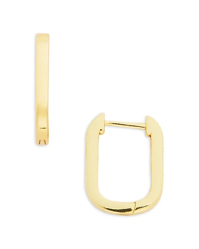 Aqua 18K Yellow Gold Plated Sterling Silver Oval Huggie Hoop Earrings - Exclusive