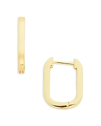Aqua 18K Yellow Gold Plated Sterling Silver Oval Huggie Hoop Earrings - Exclusive