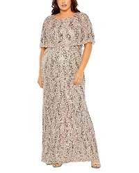 Plus Cape Detail High Neck Column  Gown